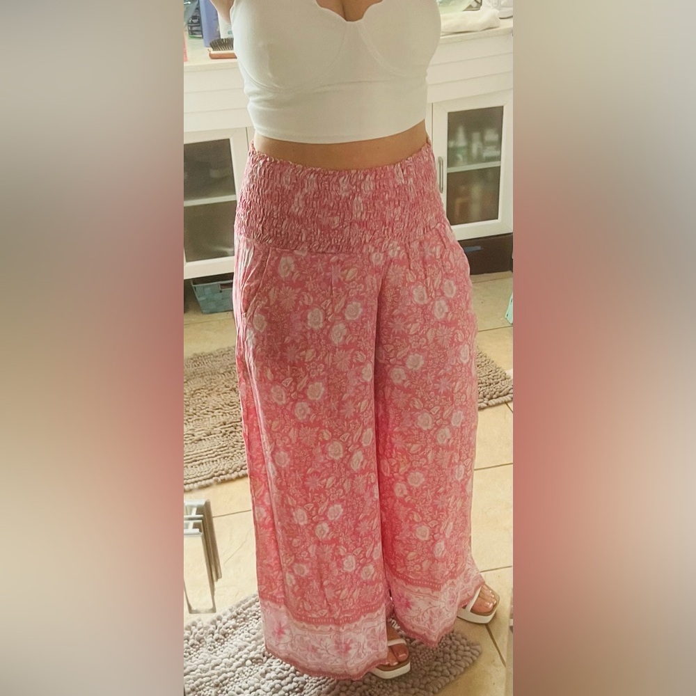 Cynthia Rowley Pink Floral Smocked Skirt